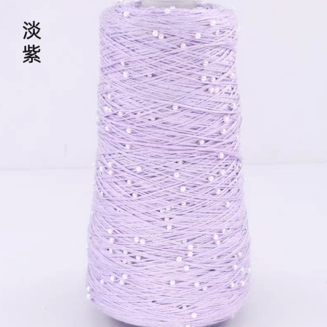 350g 70% CottonSoft Crochet Hand Pearl Beaded Yarn Lace 6# Hand-Knitted Thread For Summer Knitting Sweaters Hats Scarves Luxury: green