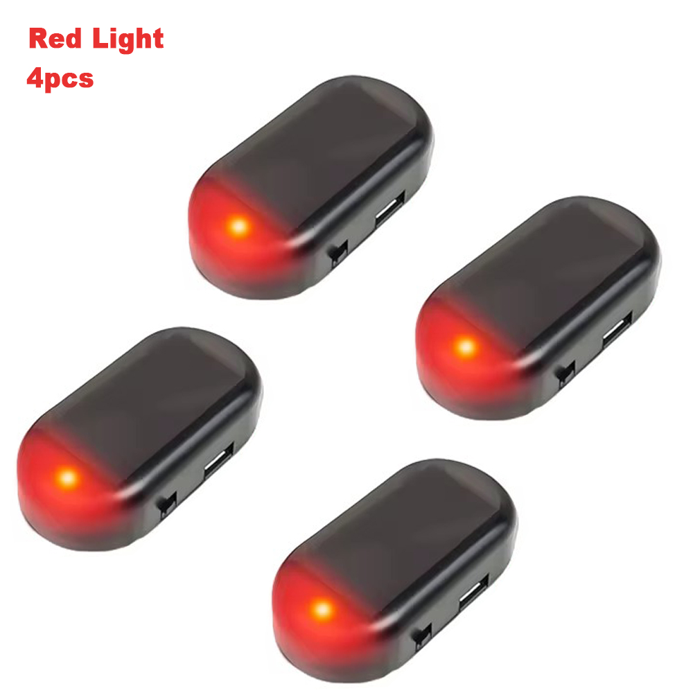 Fausse lumière de sécurité pour voiture à énergie solaire, simulation d'alarme factice, avertissement sans fil, lampe d'avertissement antivol, Imitation clignotante LED: Rouge