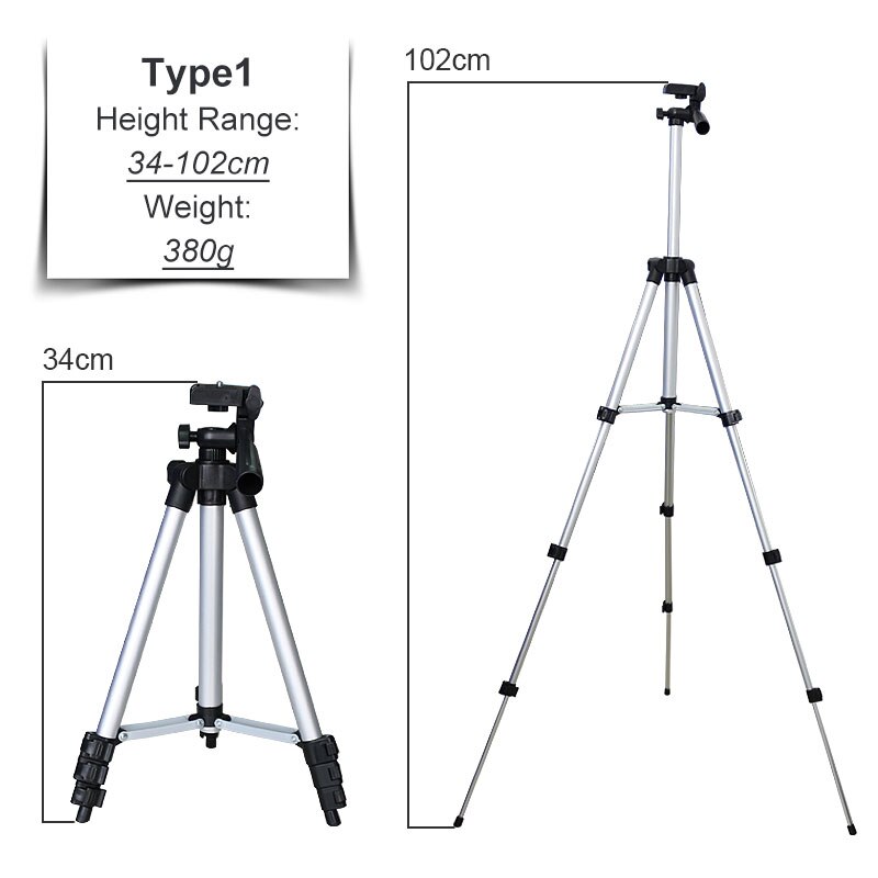 Foldable 102cm 150cm Aluminum Alloy Floor Tripod Telescope Camera Tripod Adjusted Mobile Phone Bracket Live Stand 1/4" Mounting