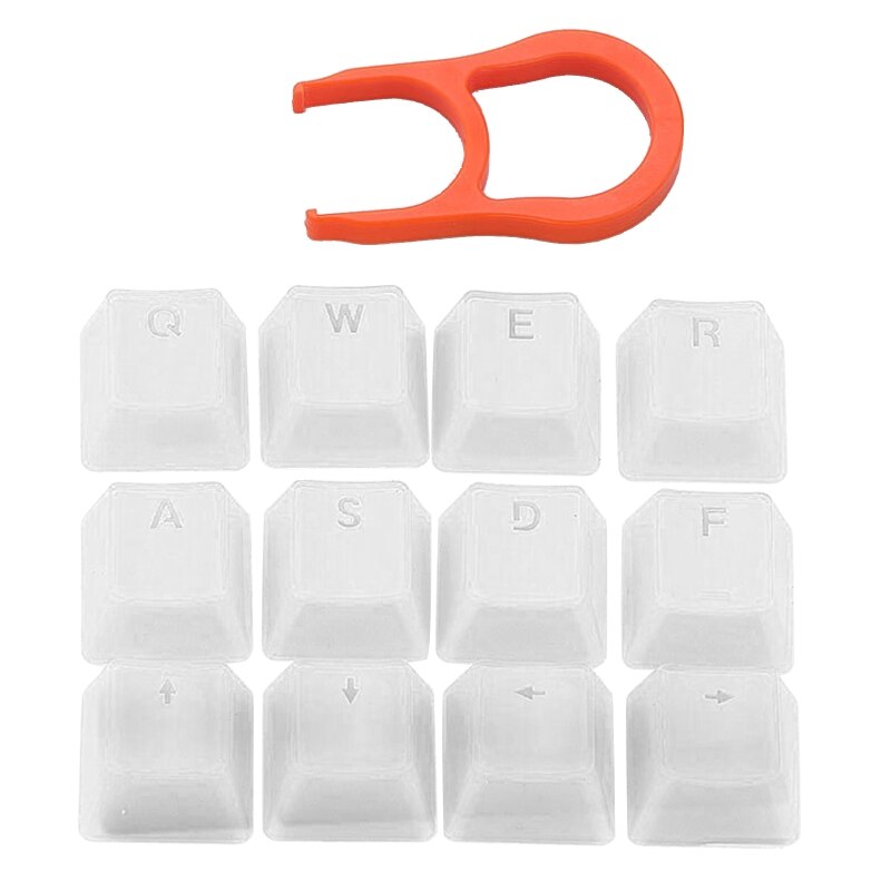 12-key PBT Crystal Translucent Keycaps with Key Puller for Mechanical Keyboard: White