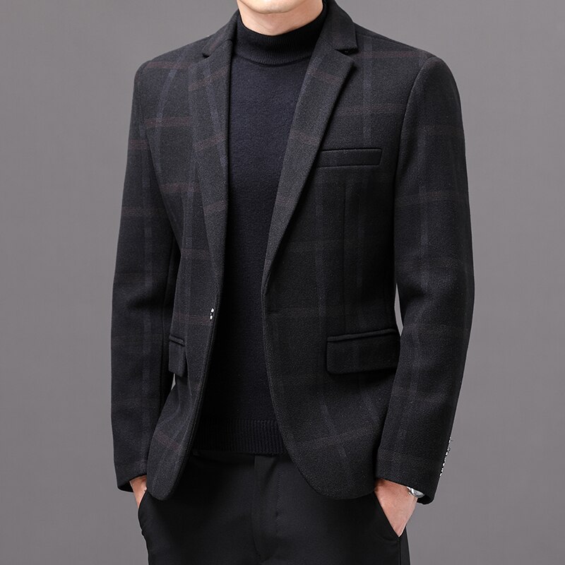 Brand clothing Men's Casual Business Plaid Slim Fit Suit Jacket Formal Dress Blazers Jacket Suit Coat S-3XL