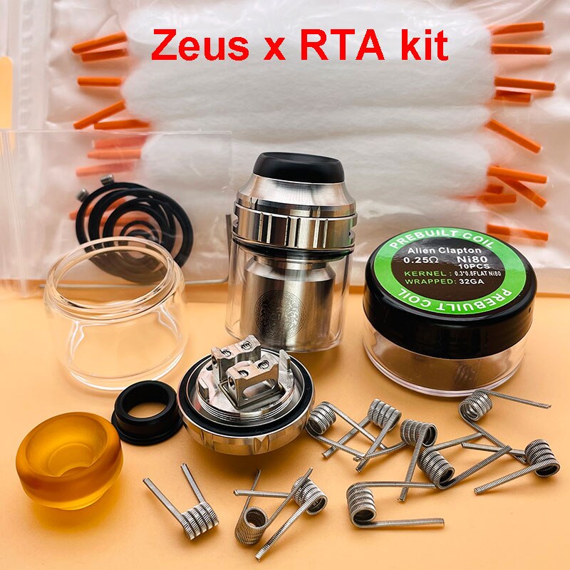 DSXvape zeus x rta zeus x mesh rta atomizer 3.5ml/4.5ml 25mm Ni80 dual coil with mesh deck rebuildable tank vape vaporizer: SS-Coils-Cotton