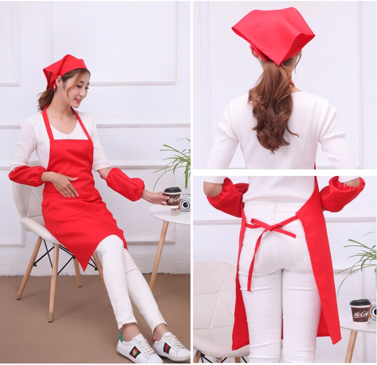 Uniforme de Chef para mujer, traje de maestro de guardería, ropa de cocina, delantal + sombrero + traje de juego sin mangas, conjuntos de ropa de trabajo de cocina 90