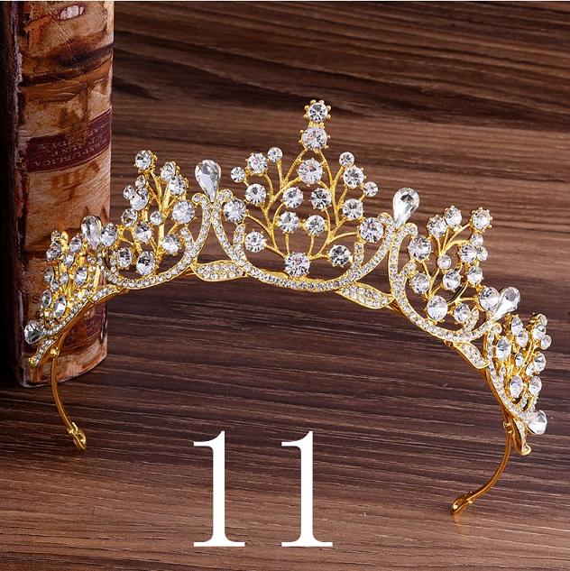 Blau verrotten Grün Hochzeit Haar Zubehör Kristall Tiara Für Bräute Krone Kopf Stück Braut Haar Zubehör Kronen Königin Diadem: 11