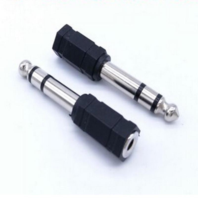 10pcs 6.35 stereo microphone Plug Male to 3.5 Socket Connector binaural 3.5 Jack to 6.35 Male Adapter