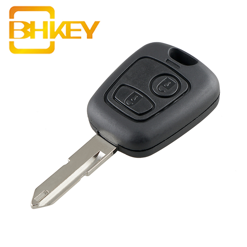 Bhkey för peugeot nyckelskal 2 knappar bil fjärrnyckel skal för peugeot 106 206 306 406 2003 smart bilnyckel fodral  ne73 blad: 2 knappar