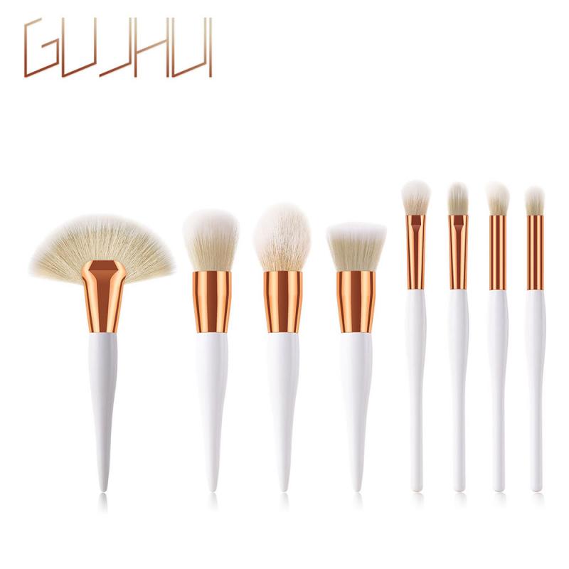1/8pcs White Handle Makeup Brushes Set Foundation Blending Blush Face Shading Cosmetic Brush Contouring Make Up Kit