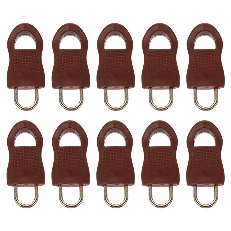 10 Uds cremallera fijadores cremallera de cuerpo de cremallera desmontable Pull Tab bolsa equipaje DIY Accesorios: brown size5