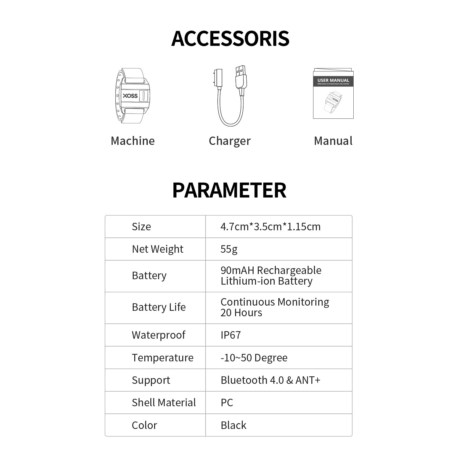 Xoss armbånd pulsmåler håndstropp sensor bluetooth maur+ trådløs helse Fitness smart sykkelsensor til garmin
