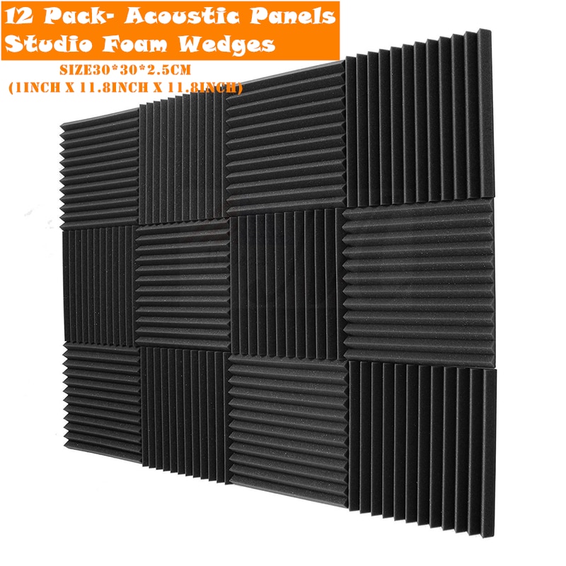 12 pakke - akustiske paneler skumteknikk svamp kiler lydisolering paneler 1 tommer  x 12 tommer  x 12 tommer