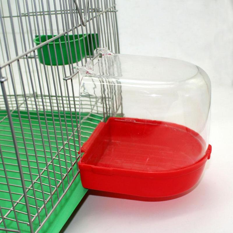 Bird Bath Bathtub Bath Box Bird Cleaning Tool Cage Accessories Parrot Bath Transparent Plastic Hanging Tub Shower Color Random
