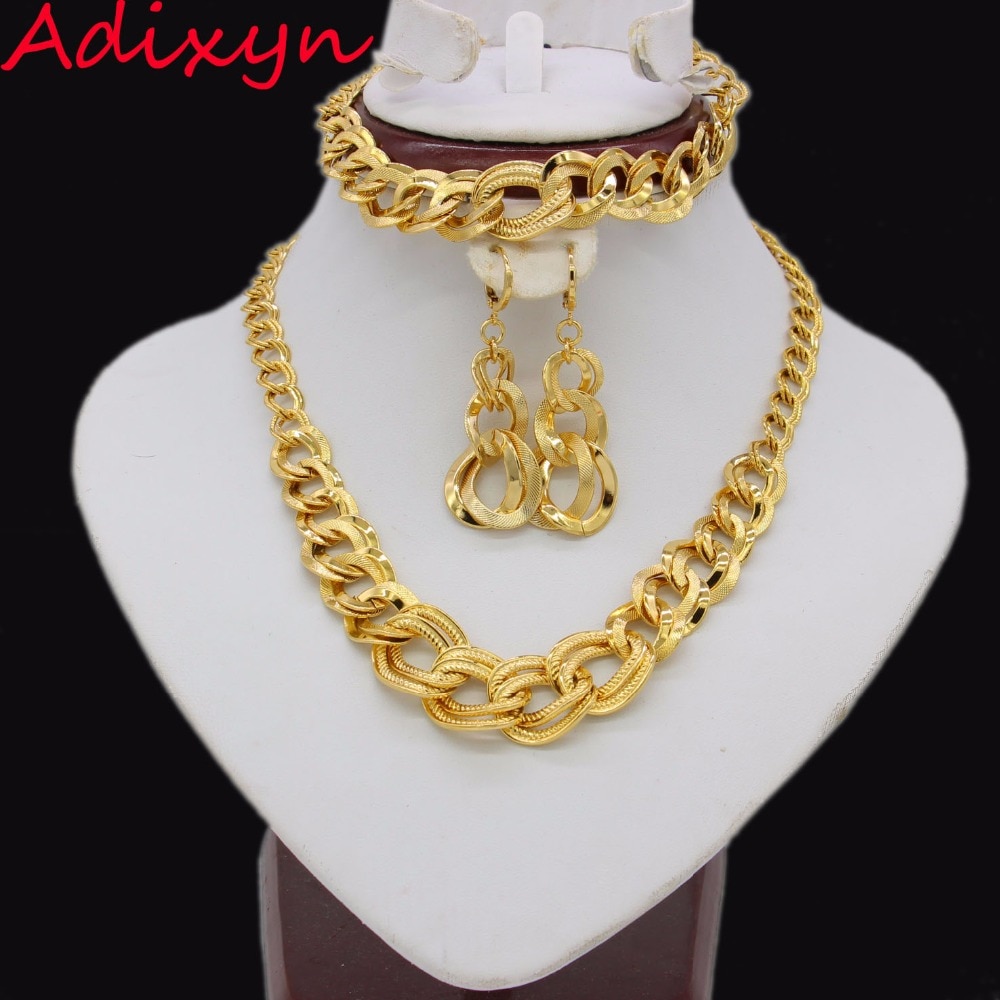Adixyn Äthiopischen Hochzeit Schmuck setzt Gold Farbe Halskette/Ohrring/Armbinde Schmuck Afrikanischen/Eritrea/Indien Frauen