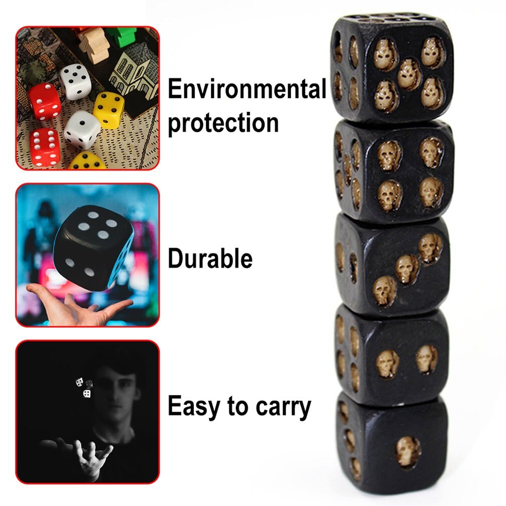 5 Stks/set Skull Bones Dice Zes Zijdige Skelet Dobbelstenen Club Pub Party Game Speelgoed Hars Dobbelstenen Voor Kinderen Volwassenen