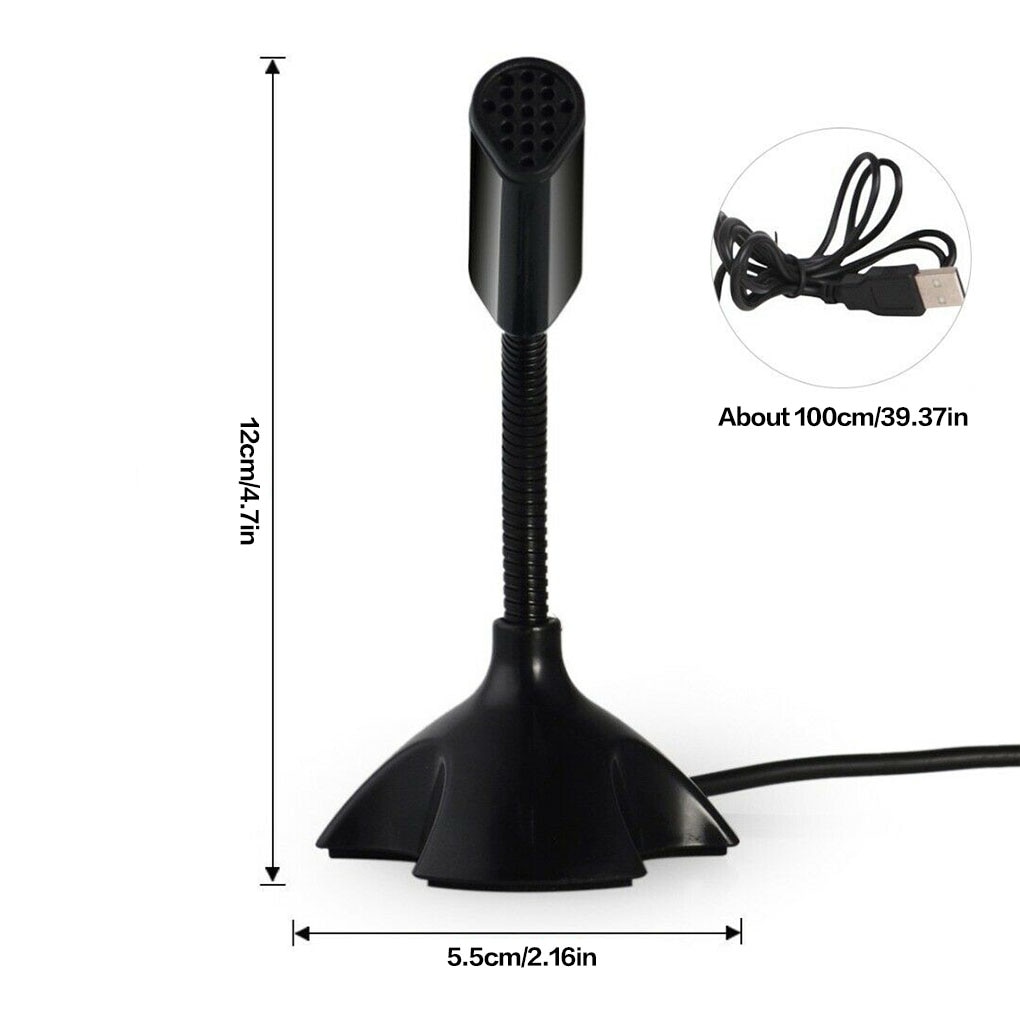 Desktop USB Microphone Computer Laptop Mini Microphone Flexible Tube Neck Adjustable PC Mic