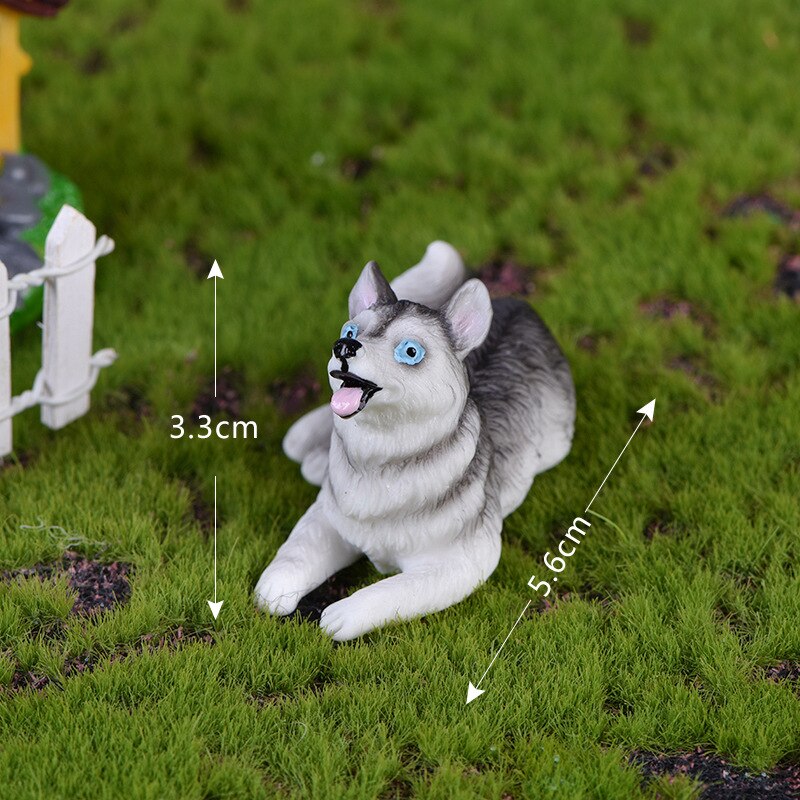 Diy avslappnad hund husky djurfigurer heminredning tillbehör älva trädgård bonsai harts miniatyrer jul: 1