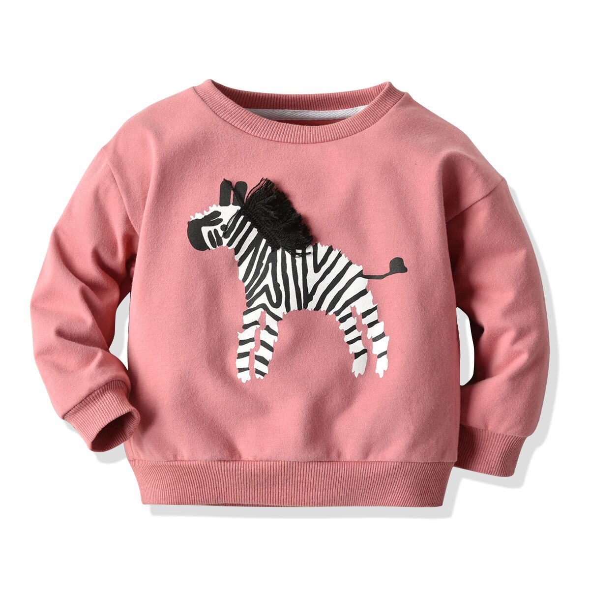 Kleinkind Zebra Elefanten aufbringen T-Shirt Kleinkind Langarm Rundhals zur Seite fahren Baby Mädchen verlieren Hoodies Sweatshirts: Rosa / 12m