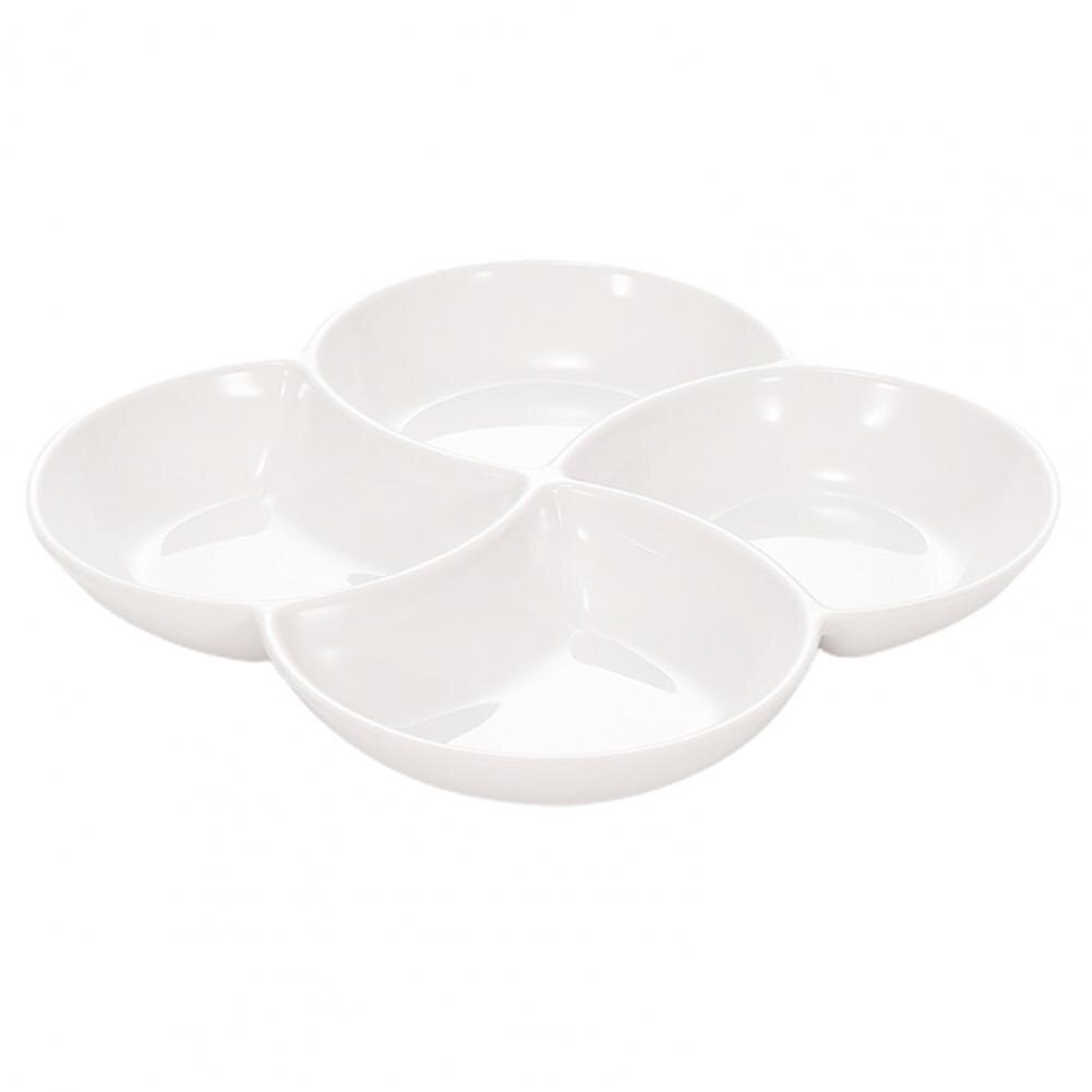 Smooth 4-Compartment Thick Divided Serving Platter for Bar: White