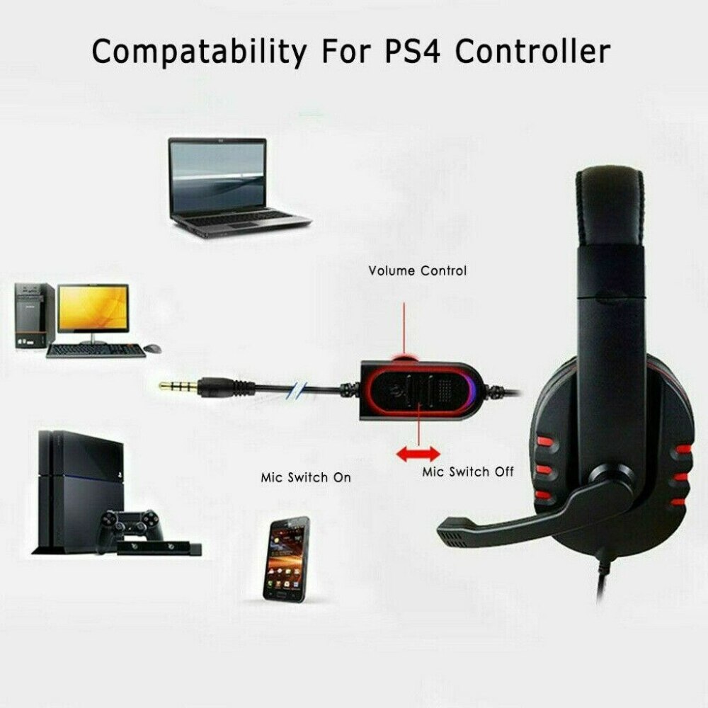 Gaming headset för xbox one  ps4 nintendo switch pc mac 3.5mm gamer hörlurar med mikrofon stereo brusisolering hörlurar