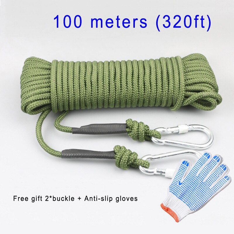 Outdoor Camping Rock Climbing Rope 8mm Fire Escape Safety Static Rope Wall Tree Climbing Rope Stronger with steel wire