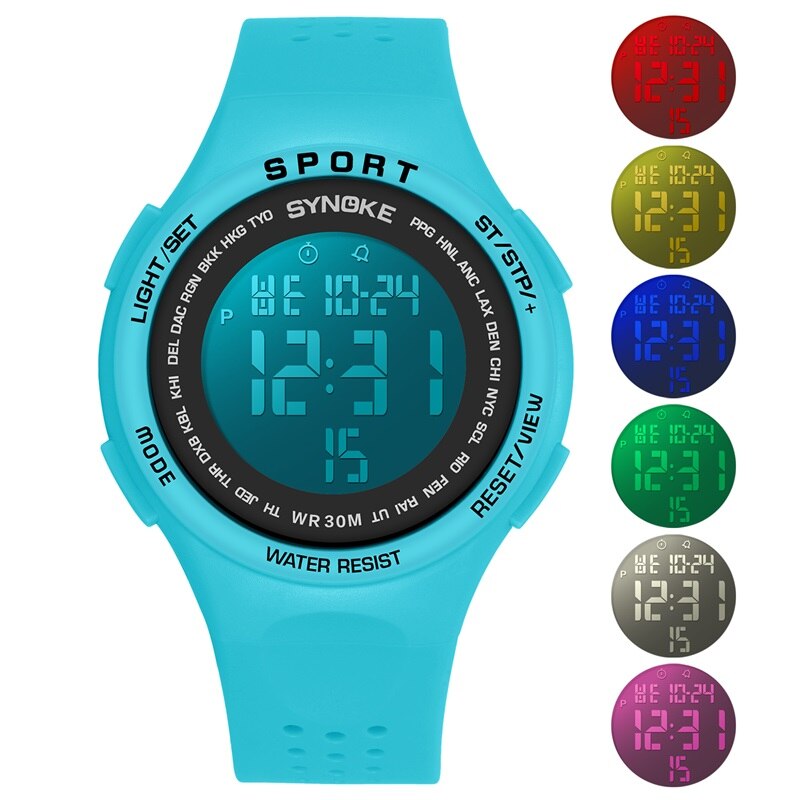 Synoke Vrouwen Horloges Sport Horloge Ultralight Grote Wijzerplaat 30M Waterdichte Led Studenten Elektronische Mannen Horloges Relogio Masculino
