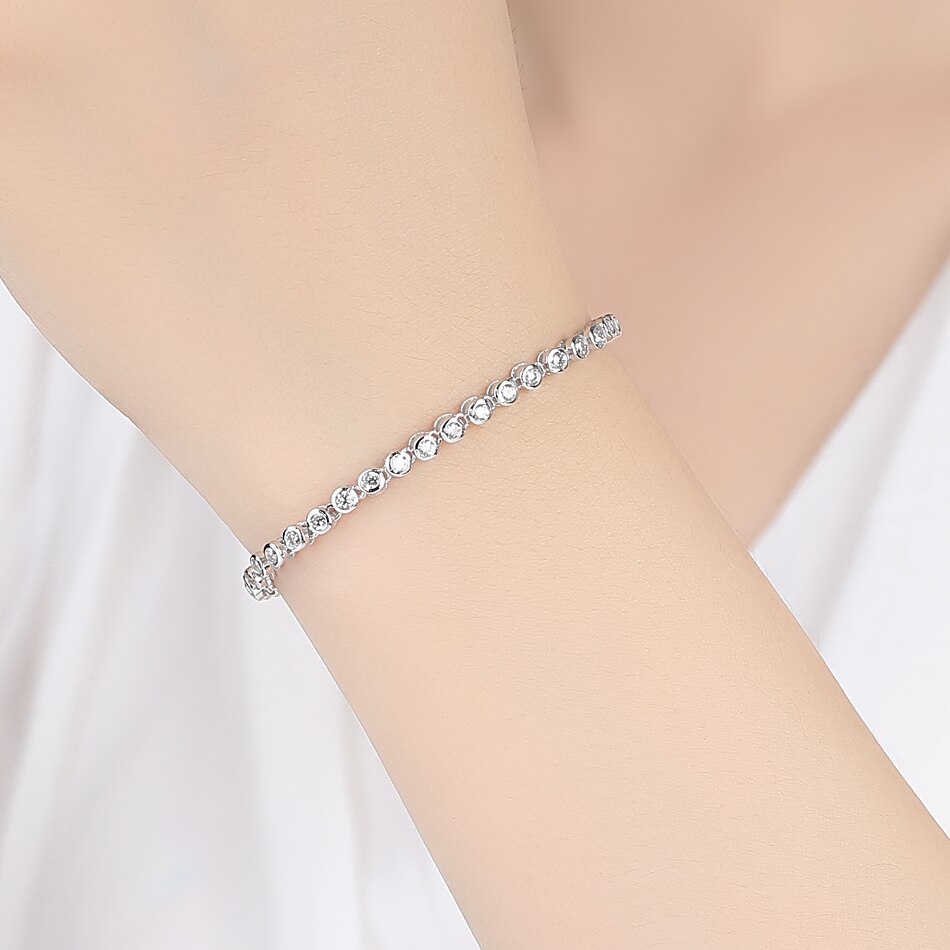 Thanksgiving 925 Sterling Silver Tennis Bracelet & Bangle with CZ For Women Link Chain Bracelets Luxury Jewelry