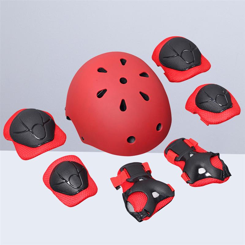 7 pcs Kids Youth Adjustable Sports Protective Gear Set Wrist Elbow Knee Pads and Helmet Skate Bicycle Skateboard Accessories
