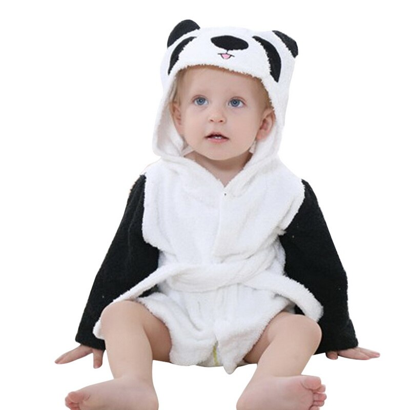 Bebê meninas dos desenhos animados com capuz roupão criança toalha de banho robe bonito inverno roupas de bebê pijamas de inverno com cinto: Panda