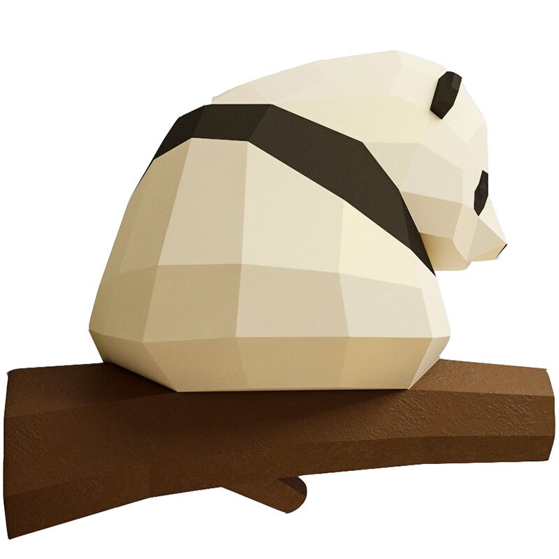 Panda de culo grande 3D, manualidades hágalo usted mismo, adornos de artesanía de papel hechos a mano, adornos geométricos de Origami, composición tridimensional
