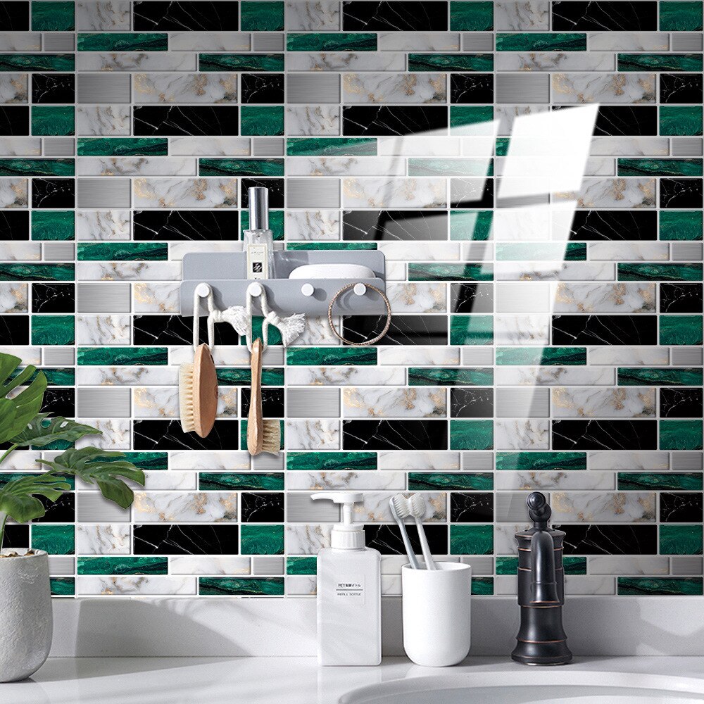 Pegatinas de azulejos de cristal de mosaico 3D, pegatina de pared contra salpicaduras, azulejos autoadhesivos de cocina, pegatinas de pared de baño, decoración del hogar impermeable