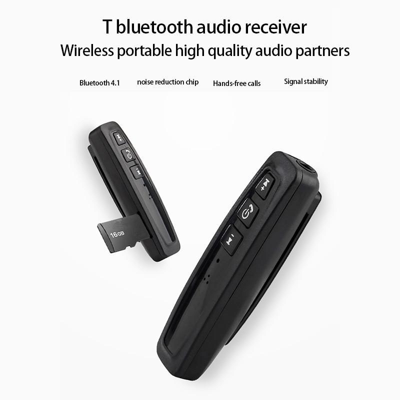 Bluetooth modtager 3.5mm aux jack stereo musik lyd support tf kort med mikrofon sort trådløs modtager bluetooth adapter