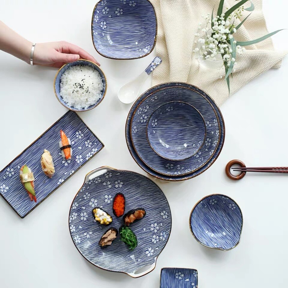 Timemore kersenbloesem japanse stijl keramiek eetrijstkom soepkom ramenkom huishoudelijke visschotel sushibord