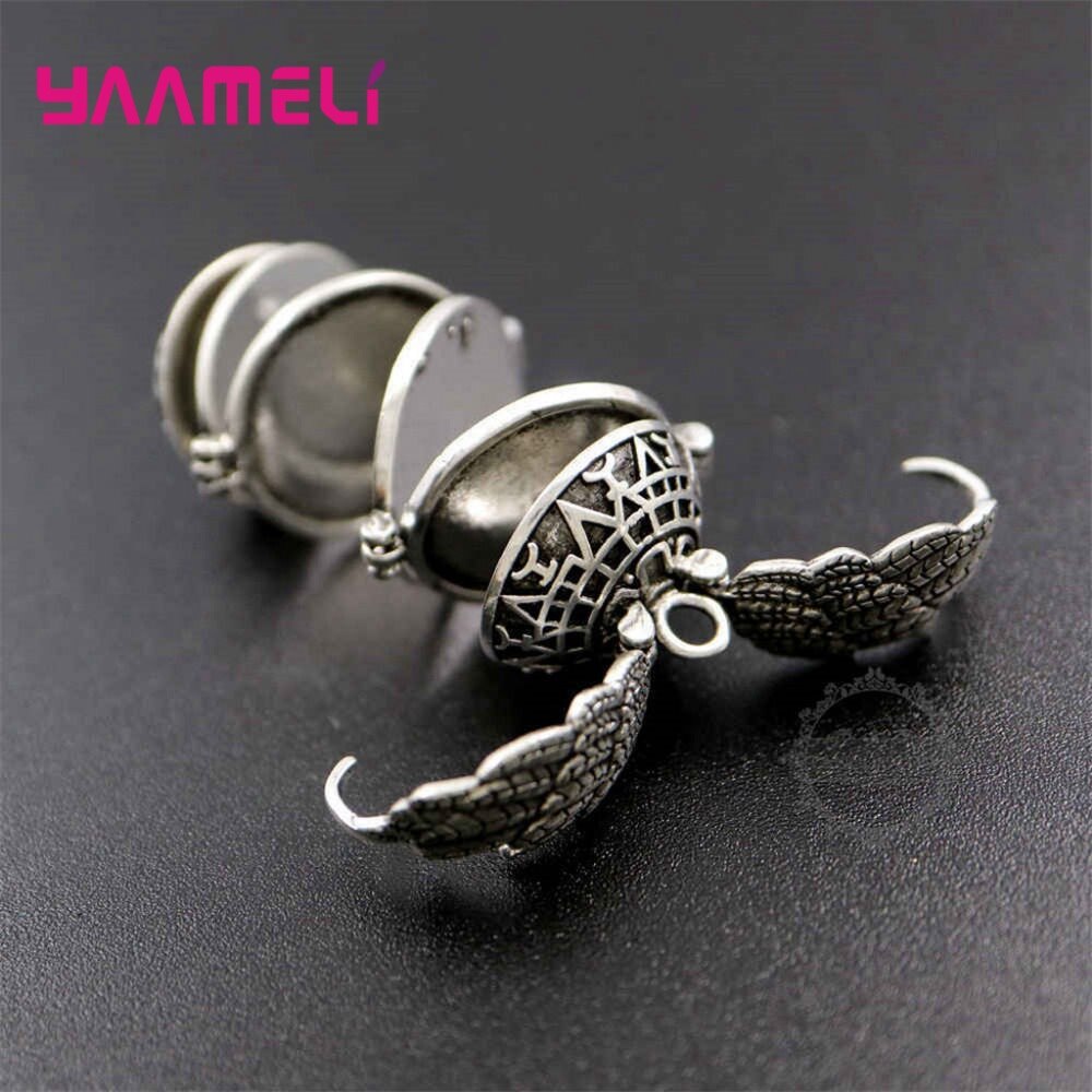 925 Sterling silber magische erinnerungsalbum-anhänger-halskettenrahmen medaillon engelsflüGel schmuck für männer, frauen und familien