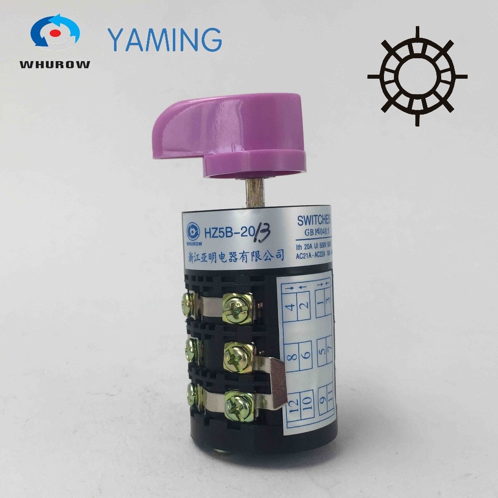 HZ5B-20/3 20A 3P Multi-step 0-7 position Universal Rotary Cam switch silver contact Factory supplied