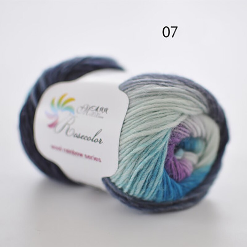 50g/ball Dik Sectie geverfd Regenboog Garen 100% Zuivere Wol Garen voor DIY Hand Breien Gehaakte Sjaal sjaal Draad XD003: N07