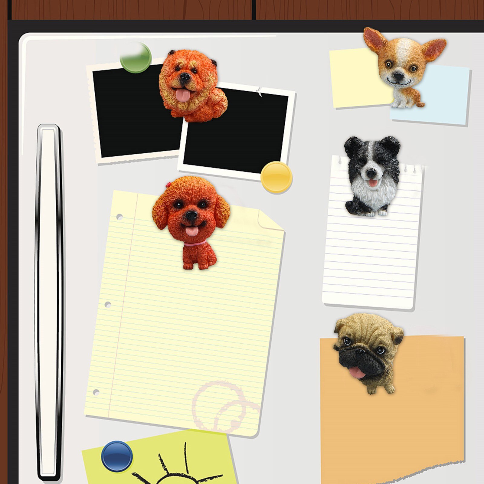 Dog Model Refrigerator Magnet Doll Magnetic Sticker Animal Refrigerator Magnet Cute World Famous Dog Bulldog Sticker/#