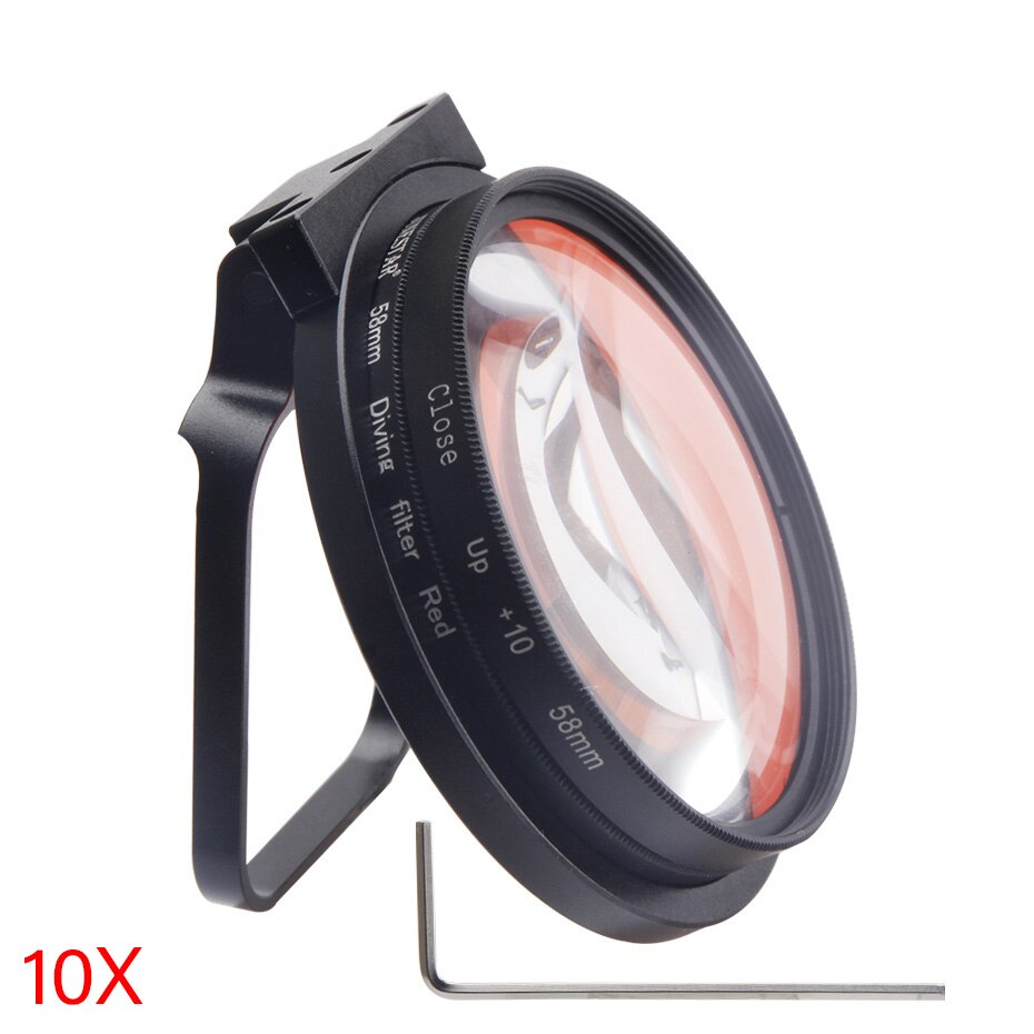 Filtres de caméra de Sport d'action 10X/24X Macro objectif plan filtre rouge de plongée pour GoPro Hero 5/6/7 noir accessoires sous-marins: 10X Set