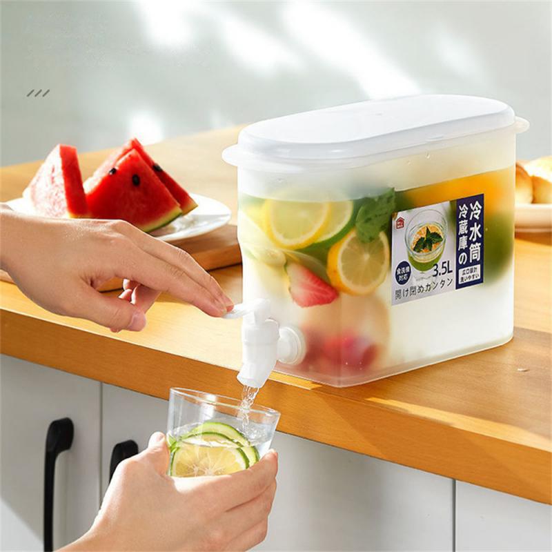 Cubo de agua fría para refrigerador doméstico, gran capacidad con grifo, bebida fría de frutas, cubo de hielo, hervidor de agua fría en caja