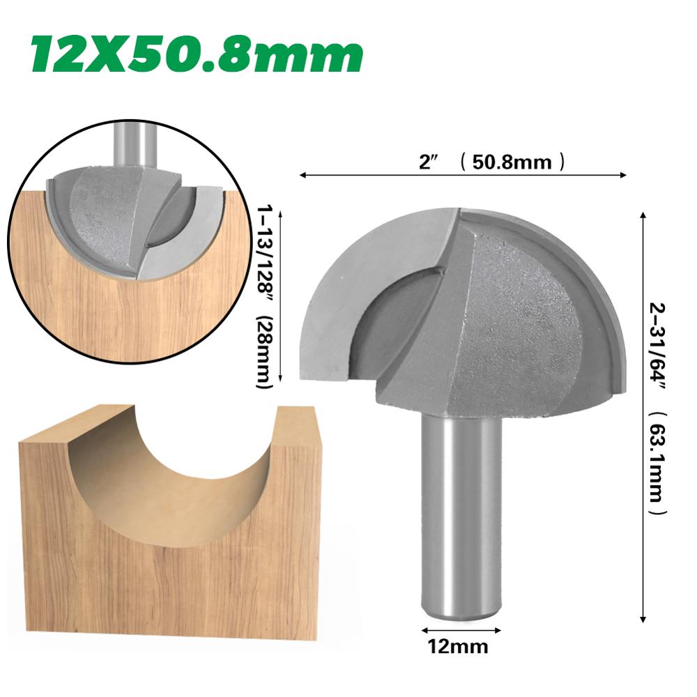 1PC 12mm Shank Core Box Router Bit - 1/4 Radius For Woodworking Cutting Tool: 12X50.8mm