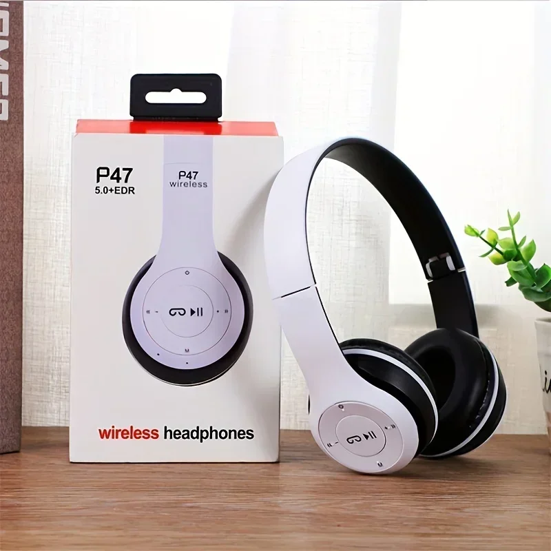 P47 auriculares inalámbricos bluetooth con micrófono auriculares con cancelación de ruido auriculares de sonido estéreo auriculares deportivos para juegos compatibles con PC