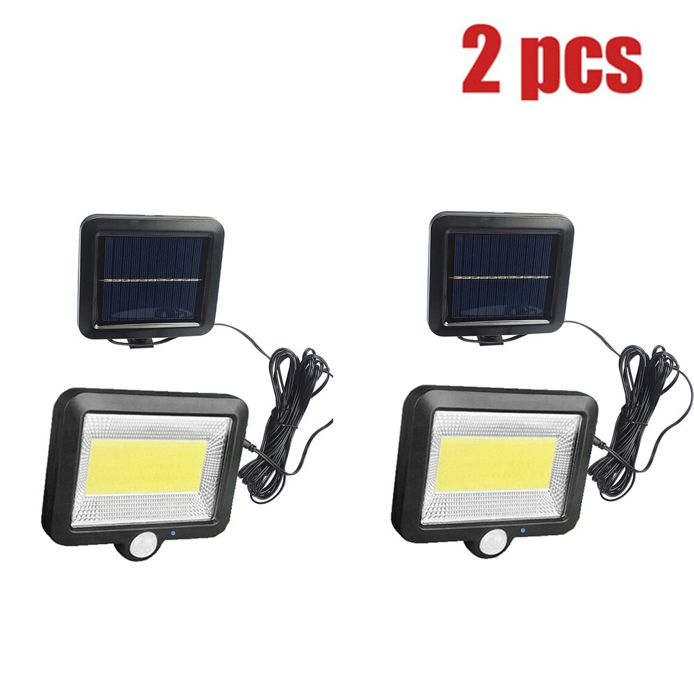 Led Tuin Solar Split Panel Licht Muur Beveiliging Garage Yard Indoor Thuis Straat Dek Hek Solar Lampen Schijnwerper W Split kabel: seperable 100led-2