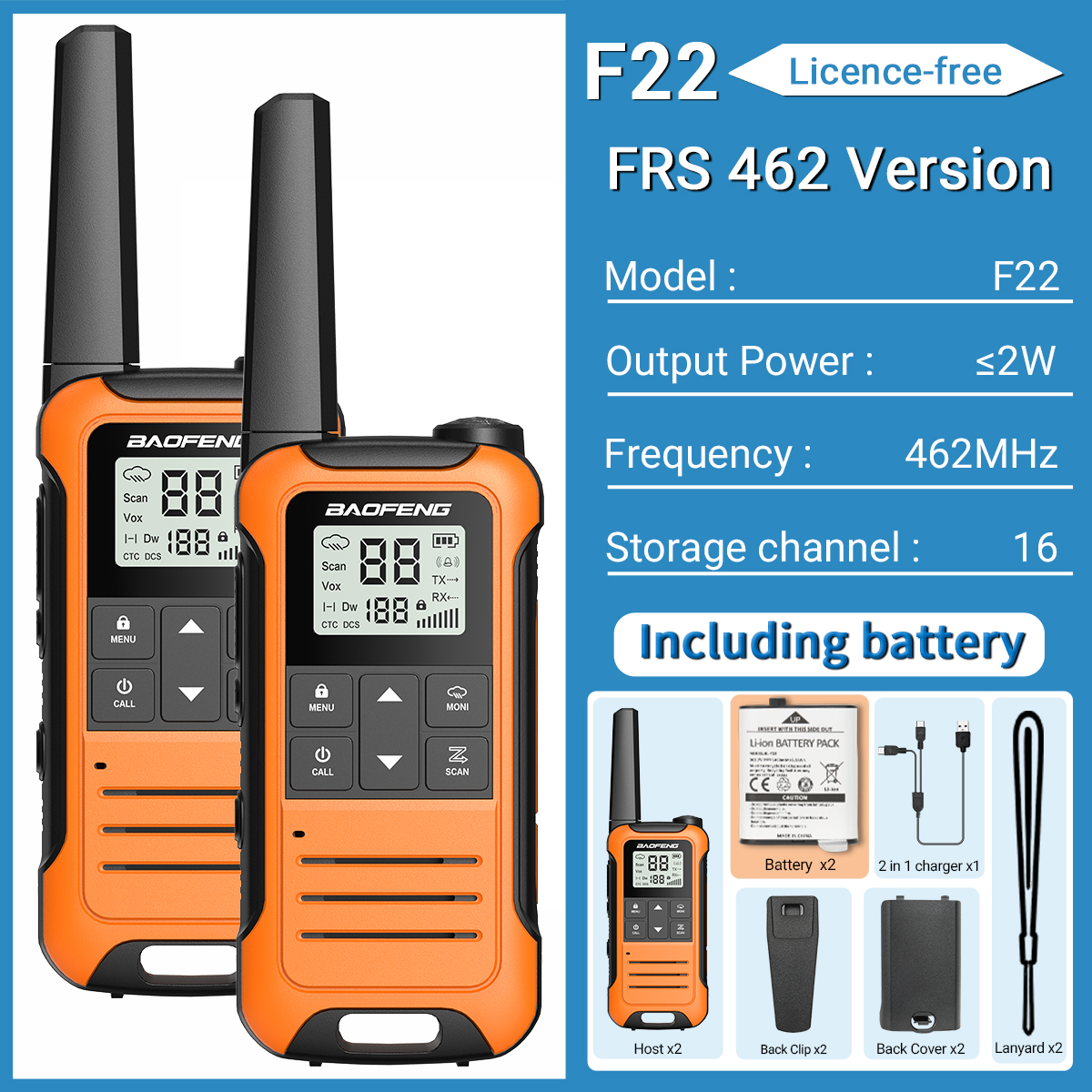 2 Stück baofeng f22 mini walkie talkie pmr446 frs tragbares Zwei-Wege-Radio-LCD-Display-Typ-C-Ladegerät für die Jagd: Anderes