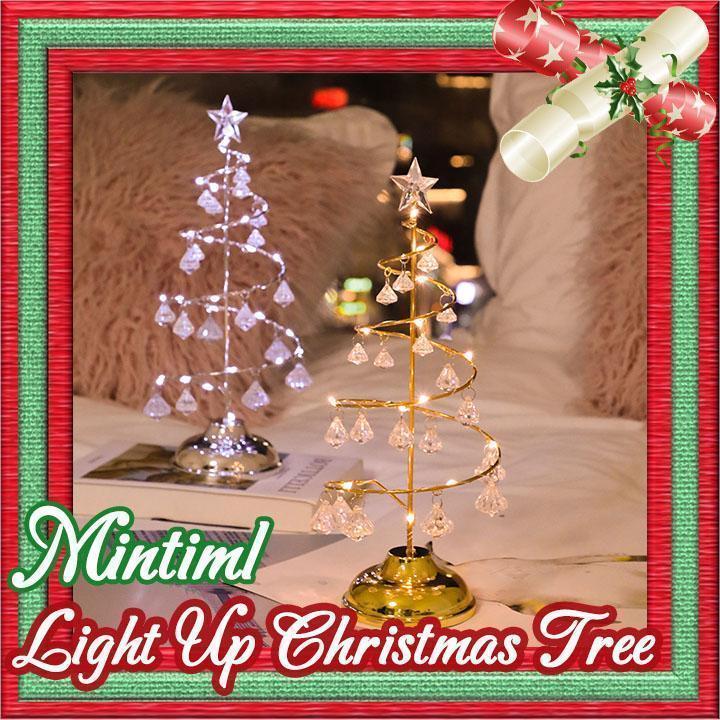 Mintiml jul glas træ lys op juletræ led bordlampe xmas dekor dekoration: To farver 1 sæt