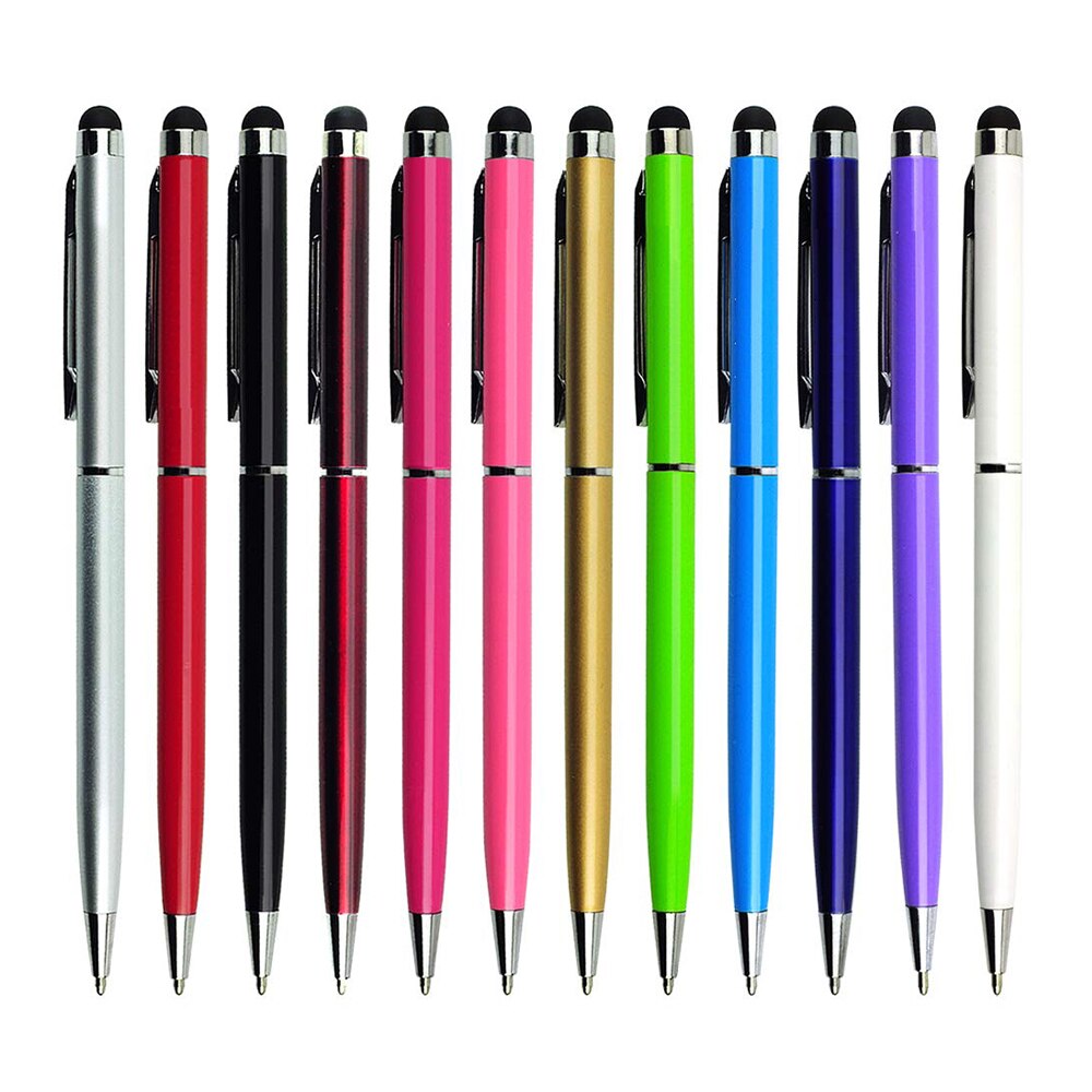 10 stks/set Universele 2 in 1 Metalen Stylus Pennen met Balpennen ру Font Touch Screen Pen voor Alle Capacitieve scherm: Default Title