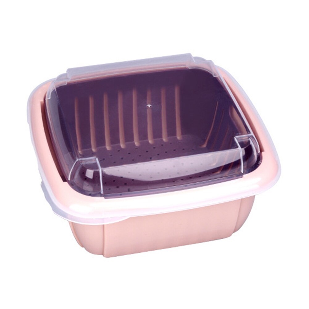 Kitchen Drain Basket Colander Fruit Vegetable Washing Basket Strainer Storage Basket Preservation Box Kitchen Tool: Pink