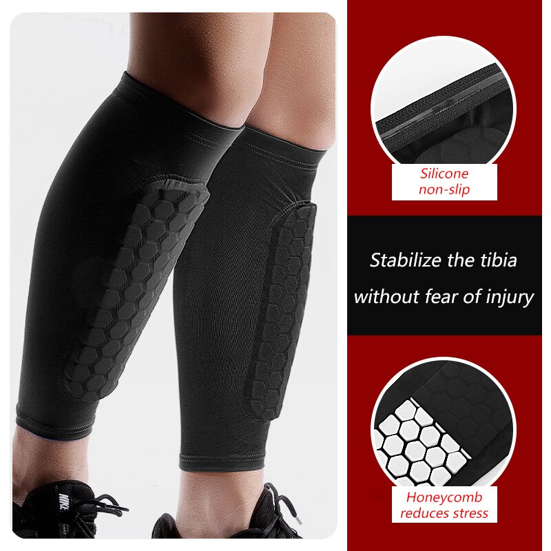 2 Stuks Sport Voetbal Scheenbeschermers Honingraat Voetbal Compressie Kalf Mouwen Ondersteuning Fietsen Training Caneleira Been Bescherming