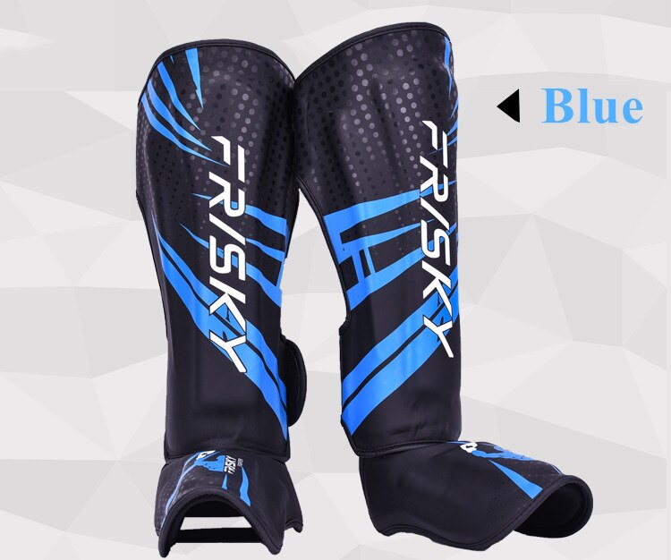 Boxing Taekwondo Shin Guards MMA Leg guards Instep Pads PU Leather Kicking Muay Thai Sanda Training Ankle Support Leg: Blue / L