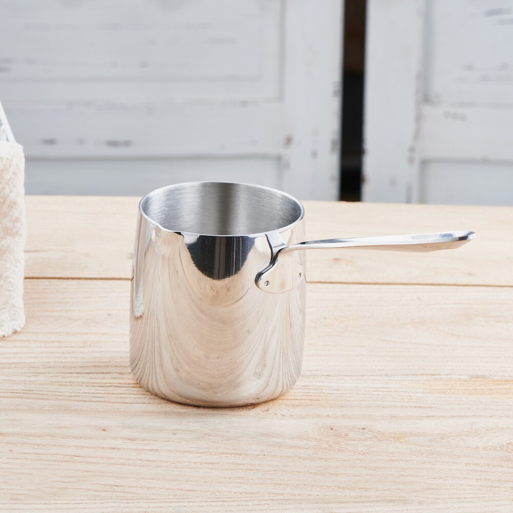 Cafetera calentador de leche Mini derretir mantequilla olla con caño 18/10 acero inoxidable de tres capas (12 onzas/370 ml)
