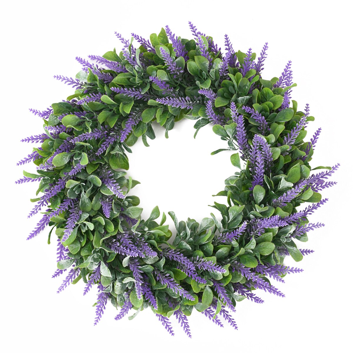 Lavendel krans, konstgjorda gröna blad blommakrans för ytterdörr bröllopsfest dekor