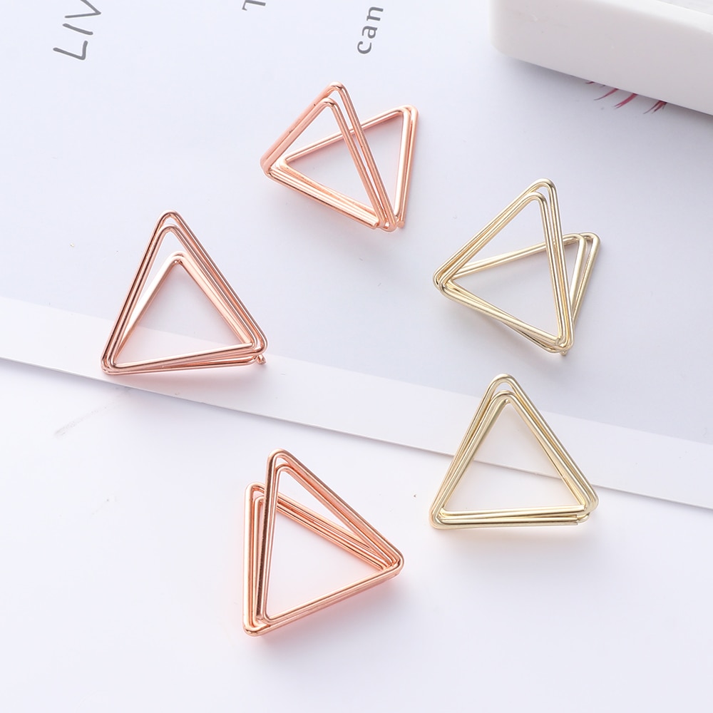1Pcs Gouden Driehoek Vorm Foto Houder Stands Tafel Nummer Houders Plaats Kaart Papier Menu Clips Voor Wedding Party Decor