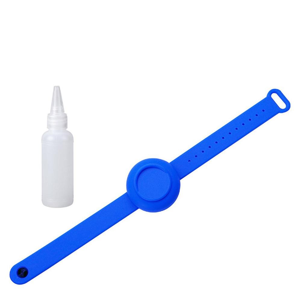 3PC disinfettante per le mani disinfettante braccialetto in Silicone braccialetto Dispenser per mani braccialetto indossabile distributore di gel idroalcollique: 1PC Blue